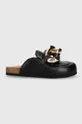 negru JW Anderson șlapi de piele Chain Loafer De femei