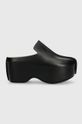 Kožené šľapky JW Anderson Platform Clog usňová koža čierna ANW42000A.999