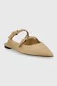 Tommy Hilfiger papucs velúrból TH POINTE SUEDE MULE bézs