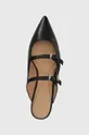 fekete Tommy Hilfiger bőr papucs TH POINTY LEATHER MULE