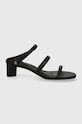 Tommy Hilfiger slapi de piele TH STRAP LEATHER MID HEEL gros negru FW0FW07731