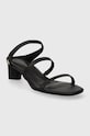 Încălțăminte Tommy Hilfiger slapi de piele TH STRAP LEATHER MID HEEL FW0FW07731 negru