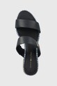 Kožené pantofle Tommy Hilfiger BLOCK MID HEEL SHIRTING SANDAL námořnická modř FW0FW07742