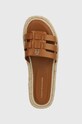 Шкіряні шльопанці Tommy Hilfiger AUTHENTIC FLAT LTHR ESPADRILLE коричневий FW0FW07745