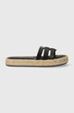 Kožené šľapky Tommy Hilfiger AUTHENTIC FLAT LTHR ESPADRILLE FW0FW07745 čierna SS24