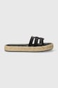 Δερμάτινες παντόφλες Tommy Hilfiger AUTHENTIC FLAT LTHR ESPADRILLE FW0FW07745 μαύρο SS24