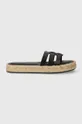Tommy Hilfiger infradito in pelle AUTHENTIC FLAT LTHR ESPADRILLE nero