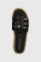 Kožené šľapky Tommy Hilfiger AUTHENTIC FLAT LTHR ESPADRILLE čierna FW0FW07745