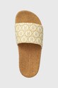 Pantofle Tommy Hilfiger TH EMBLEM CORK SLIDE béžová FW0FW07848