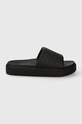 Šľapky Tommy Hilfiger TH PLATFORM POOL SLIDE imitácia kože čierna FW0FW07855