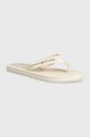 Žabky Tommy Hilfiger GLOBAL STRIPES FLAT BEACH SANDAL textilní béžová FW0FW07856