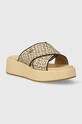 Pantofle Tommy Hilfiger TH MONO RAFIA FLATFORM platforma béžová FW0FW07895