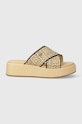 Pantofle Tommy Hilfiger TH MONO RAFIA FLATFORM FW0FW07895 béžová SS24