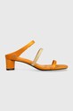 Tommy Hilfiger ciabatte slide TH STRAP SATIN MID HEEL tessile arancione FW0FW07899