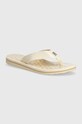 Žabky Tommy Hilfiger TH EMBLEM BEACH SANDAL textilní béžová FW0FW07900