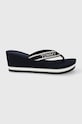 Žabky Tommy Hilfiger HILFIGER WEDGE BEACH SANDAL klín námořnická modř FW0FW07903