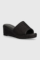 Tommy Hilfiger klapki TH ROPE WEDGE SANDAL imitacja skóry licowej czarny FW0FW07927
