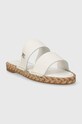 Tommy Hilfiger bőr papucs TH LEATHER FLAT ESP SANDAL FW0FW07931 fehér SS24
