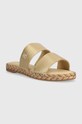 Kožené šľapky Tommy Hilfiger TH GOLD FLAT ESPADRILLE SANDAL FW0FW07932 zlatá SS24