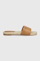 Tommy Hilfiger klapki skórzane SIMPLE LEATHER FLAT ESP SANDAL płaski brązowy FW0FW07933