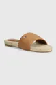 Tommy Hilfiger infradito in pelle SIMPLE LEATHER FLAT ESP SANDAL marrone