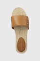 Tommy Hilfiger klapki skórzane SIMPLE LEATHER FLAT ESP SANDAL brązowy FW0FW07933