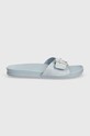 Παντόφλες σουέτ Tommy Hilfiger TH HARDWARE SUEDE FLAT SANDAL FW0FW07935 μπλε SS24