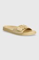 Велурени чехли Tommy Hilfiger TH HARDWARE SUEDE FLAT SANDAL равен бежов FW0FW07935