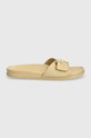 Tommy Hilfiger papuci din piele TH HARDWARE SUEDE FLAT SANDAL FW0FW07935 bej SS24