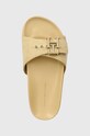 Tommy Hilfiger papuci din piele TH HARDWARE SUEDE FLAT SANDAL bej FW0FW07935