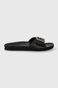 Tommy Hilfiger bőr papucs TH HARDWARE LEATHER FLAT SANDAL FW0FW07940 fekete SS24