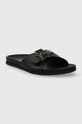 Cipők Tommy Hilfiger bőr papucs TH HARDWARE LEATHER FLAT SANDAL FW0FW07940 fekete