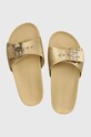 Tommy Hilfiger klapki skórzane TH HARDWARE GOLD FLAT SANDAL płaski złoty FW0FW07947