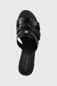 Tommy Hilfiger klapki skórzane BLOCK MID HEEL LEATHER SANDAL czarny FW0FW08049