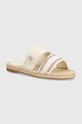 Tommy Hilfiger klapki SHIRTING FLAT ESPADRILLE SANDAL płaski beżowy FW0FW08055