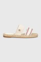 Šľapky Tommy Hilfiger SHIRTING FLAT ESPADRILLE SANDAL FW0FW08055 béžová SS24