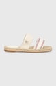 Tommy Hilfiger klapki SHIRTING FLAT ESPADRILLE SANDAL FW0FW08055 beżowy SS24