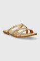 Tommy Hilfiger klapki skórzane TH STRAP FLAT SANDAL GOLD FW0FW08068 złoty SS24