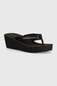 Джапанки Calvin Klein Jeans BEACH WEDGE SANDAL PADDED NY скосена платформа черен YW0YW01397