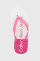Calvin Klein Jeans infradito BEACH SANDAL FLATFORM MONOLOGO rosa YW0YW01617