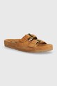 Pepe Jeans papuci din piele PLS80004 piele întoarsă maro PLS80004