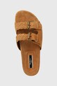 Pepe Jeans papuci din piele PLS80004 maro PLS80004