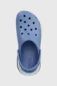 blue Crocs sliders Classic Mega Crush Clog
