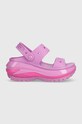 Παντόφλες Crocs Classic Mega Crush Sandal ίσια πλατφόρμα μωβ 207989.6WQ