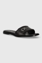 μαύρο Δερμάτινες παντόφλες Calvin Klein FLAT SLIDE RELOCK LTH Γυναικεία