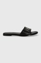 Kožené šľapky Calvin Klein FLAT SLIDE RELOCK LTH HW0HW01939 čierna SS24