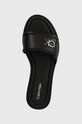 Calvin Klein klapki skórzane FLAT SLIDE RELOCK LTH czarny HW0HW01939