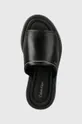 čierna Kožené šľapky Calvin Klein FLATFORM SLIDE LTH