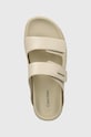 Calvin Klein klapki skórzane FLAT ADJ SLIDE CALVIN MTL LTH beżowy HW0HW01954