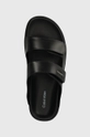 μαύρο Δερμάτινες παντόφλες Calvin Klein FLAT ADJ SLIDE CALVIN MTL LTH